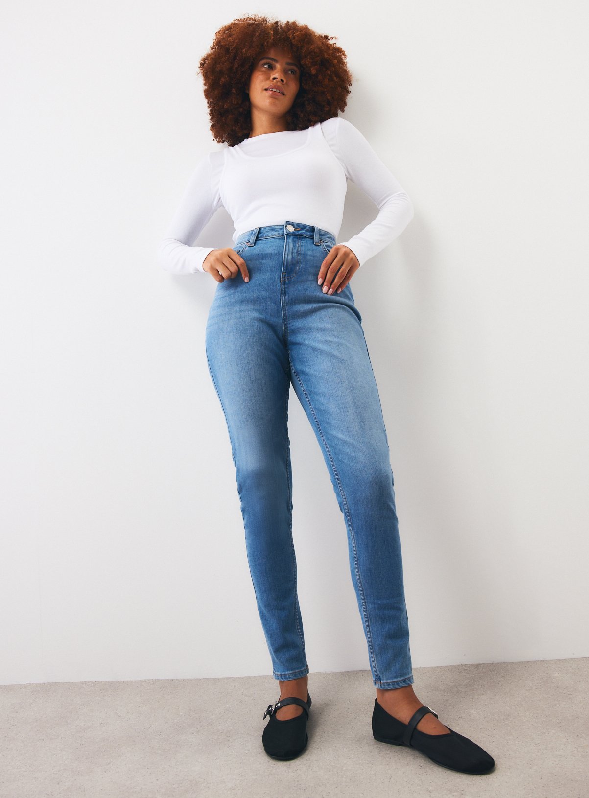 Blue Mid Denim Skinny Jeans 20L - Image 2 thumbnail